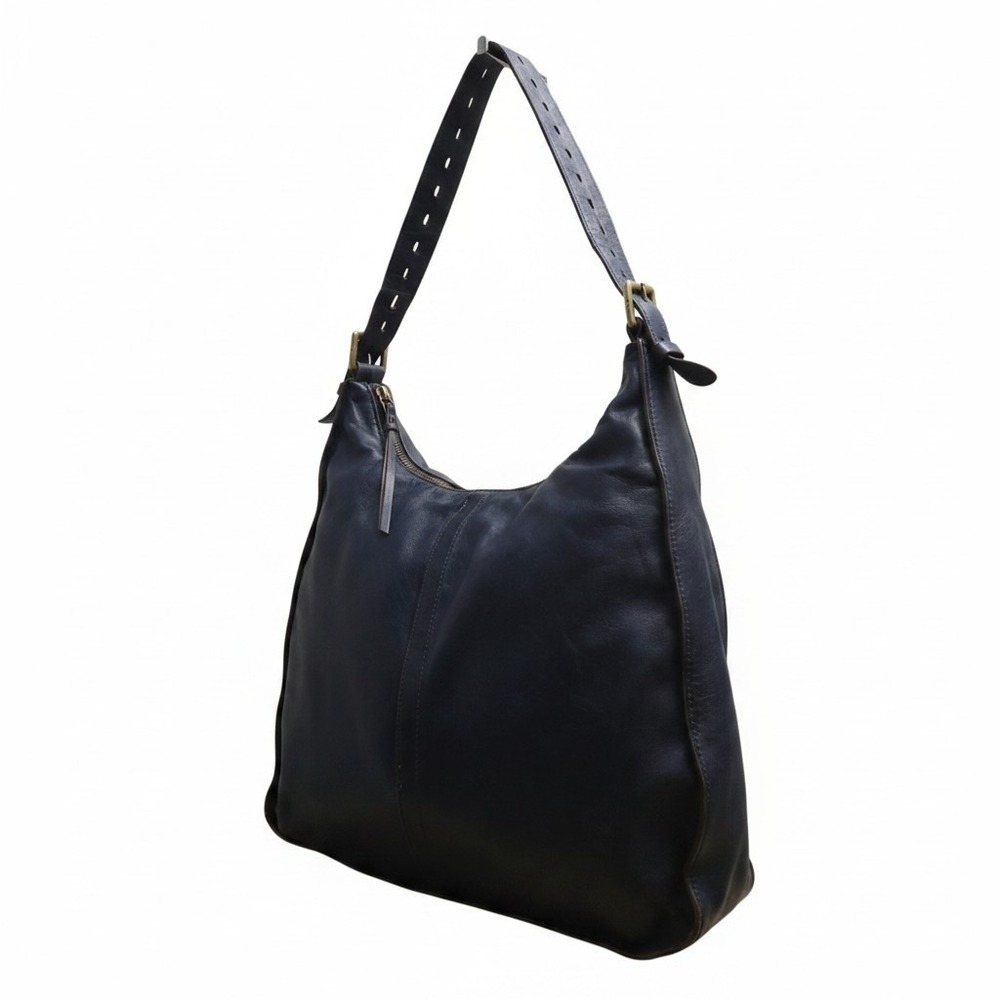 Hobo‎ International Marley Navy Blue Leather Shoulder Distressed Zip Slouchy Bag